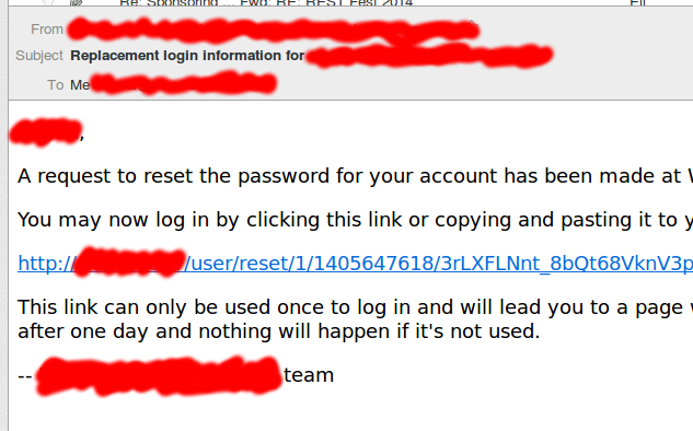 Password reset email with a basic text filter