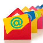 email symbol on row of colourful envelopes