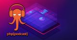 php[podcast] logo over stylized tablet screen