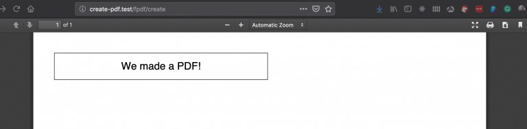 Text "We made a PDF!" shown on the first page of a generated PDF