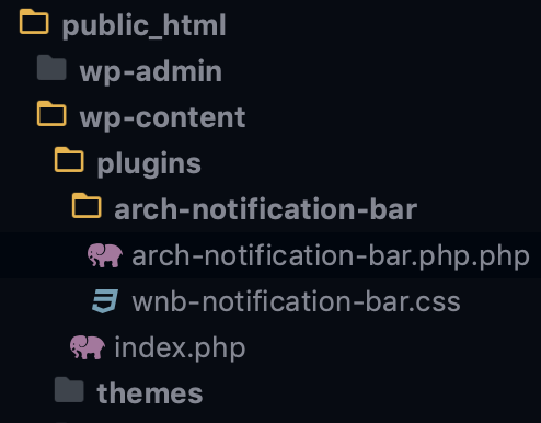 The directory hierarchy for plugins showing where to put arch-notifications-bar folder for our plugin.